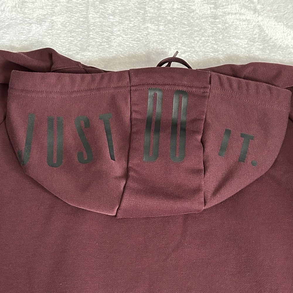 Nike Just Do It Hoodie Womens L Burgundy Tunic Sweatshirt DriFit Athleisure